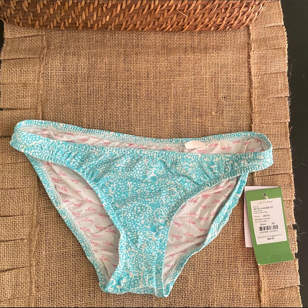 Lilly Pulitzer XS Teal & White Bikini Swim Bottom